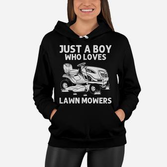 Funny Lawn Mowing Gift Boys Kids Lawn Mower Farm Gardening Women Hoodie | Crazezy