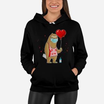 Funny Sloth Valentines Day For Girls Heart Women Hoodie - Monsterry
