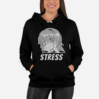 Funny Stress And Anxious Expression Face Girl Manga Meme Women Hoodie - Monsterry UK