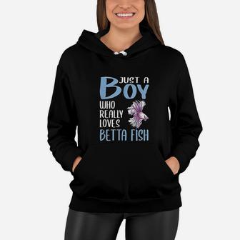 Gift Just A Boy Who Really Loves Betta Fish Women Hoodie - Thegiftio UK