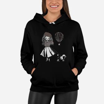 Girl And Poodle Women Hoodie | Crazezy