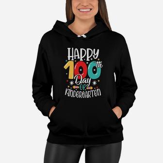 Happy 100th Day Of Kindergarten Colorful Gift For Kids Women Hoodie - Seseable