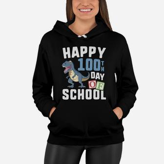 Happy 100Th Day Of School Shirt Boys T Rex Dinosaur Party Women Hoodie | Crazezy
