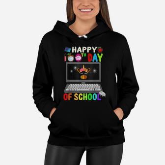 Happy 100Th Day Of School Virtual Teacher Unicorn Girls Women Hoodie | Crazezy UK