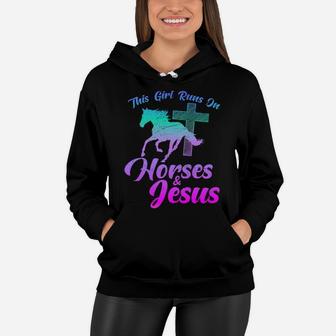Horse Riding This Girl Runs On Horses & Jesus Christian Gift Women Hoodie | Crazezy CA