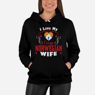 I Love My Crazy Norwegian Wife Happy Valentines Day Women Hoodie - Seseable