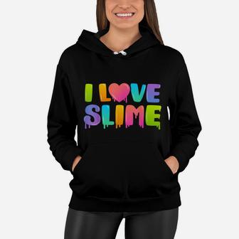 I Love Slime Diy Slime Lovers Kids Girls Boys Heart Rainbow Women Hoodie | Crazezy DE