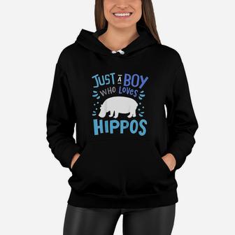 Just A Boy Who Loves Hippos Women Hoodie | Crazezy
