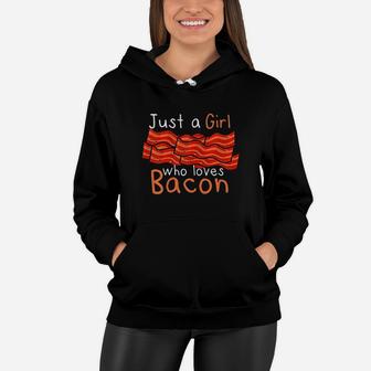 Just A Girl Who Loves Bacon Funny Keto Ketogenic Diet Foodie Women Hoodie | Crazezy