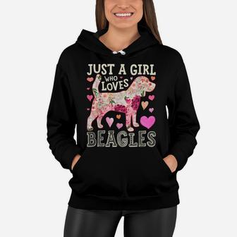 Just A Girl Who Loves Beagles Dog Silhouette Flower Gifts Women Hoodie | Crazezy UK