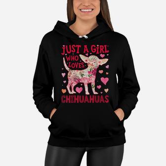 Just A Girl Who Loves Chihuahuas Dog Silhouette Flower Gifts Women Hoodie | Crazezy DE