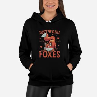 Just A Girl Who Loves Foxes Art Cute Fox Women Hoodie - Thegiftio UK