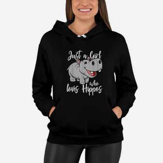 Just A Girl Who Loves Hippos Cute Baby Hippo Women Hoodie | Crazezy DE