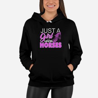 Just A Girl Who Loves Horses Horse Lovers Women Hoodie - Thegiftio UK