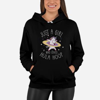 Just A Girl Who Loves Hula Hoop Rainbow Unicorn Women Hoodie - Thegiftio UK