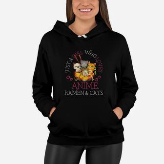 Just A Girl Who Loves Ramen And Cats Gift Manga Girls Women Hoodie | Crazezy DE