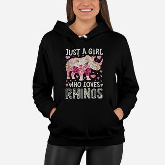 Just A Girl Who Loves Rhinos Funny Rhino Women Flower Floral Women Hoodie | Crazezy