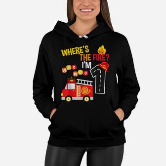 Kids 1St Birthday Party Fire Truck Toddler I'm 1 Year Old Women Hoodie | Crazezy AU