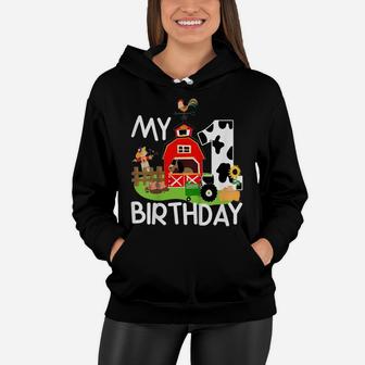 Kids 1St Birthday Shirt Farm Tractor Pig Horse Cow Chicken Cat Women Hoodie | Crazezy UK