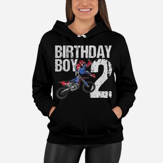 Kids 2 Year Old Dirt Bike Birthday Party Motocross Mx 2Nd Gift Women Hoodie | Crazezy