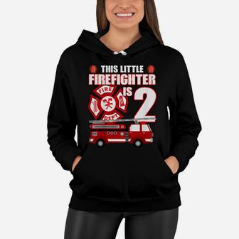Kids 2 Year Old Firefighter Birthday Party Fire Truck 2Nd Gift Women Hoodie | Crazezy CA