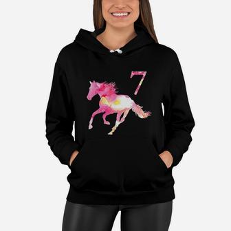 Kids 7Th Birthday Horse Gift For 7 Year Old Girls Women Hoodie | Crazezy