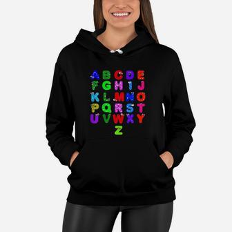 Kids Abc Alphabet Awesome Letters Colorful Learning Women Hoodie - Thegiftio