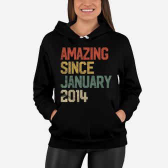 Kids Amazing Since January 2014 7Th Birthday Gift 7 Year Old Women Hoodie | Crazezy