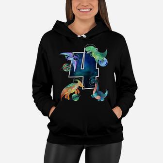 Kids Astronaut Outer Space Dinosaurs 4Th Birthday Boy Gift Women Hoodie | Crazezy UK