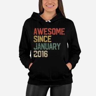 Kids Awesome Since January 2016 5Th Birthday Gift 5 Year Old Women Hoodie | Crazezy AU
