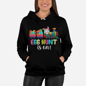 Kids Boys Easter Day Egg Hunt Is On Bunny Ear Train Apparel Women Hoodie | Crazezy DE
