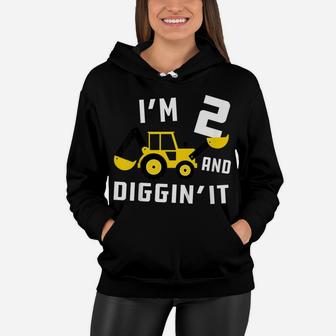Kids Construction Birthday I'm 2 And Digging It Women Hoodie | Crazezy CA