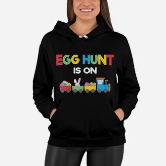 Kids Egg Hunt Is On Kids Tractor Toy Easter Bunny Hunting Costume Women Hoodie | Crazezy CA