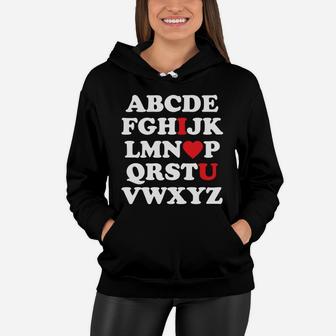 Kids Kids Valentines Day Abc I Love You Valentines Women Hoodie - Thegiftio UK