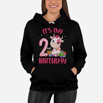 Kids Moo Im Two Its My 2Nd Birthday Shirt Girl Pink Cow Women Hoodie | Crazezy UK
