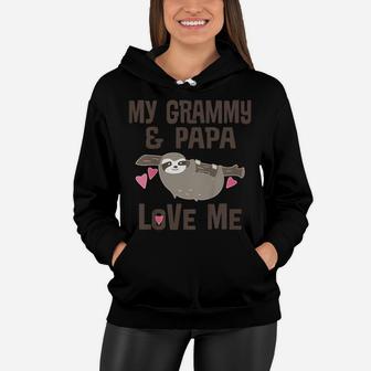 Kids My Grammy And Papa Love Me Granddaughter Sloth Women Hoodie | Crazezy CA
