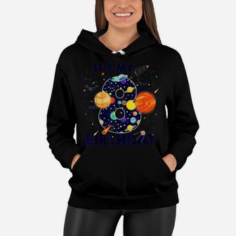 Kids Outer Space 8 Year Old 8Th Birthday Party Boys Girls Women Hoodie | Crazezy UK