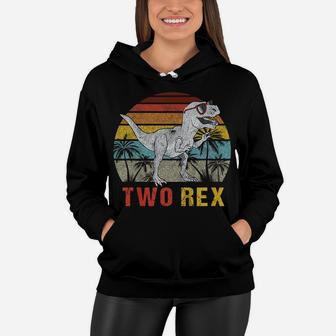 Kids Two Rex 2Nd Birthday Shirt Second Dinosaur 2 Year Old Women Hoodie | Crazezy CA