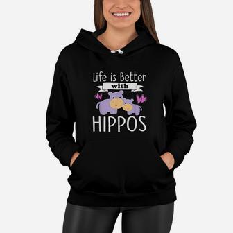Life Is Better With Hippos Cute Girls Kids Love Women Hoodie | Crazezy