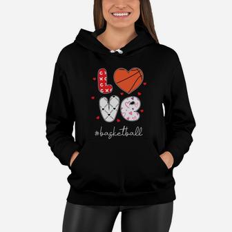 Love Basketball Gift For Valentine Happy Valentines Day Women Hoodie - Seseable