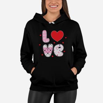 Love Valentine Gift Hearts Happy Valentines Day Women Hoodie - Seseable