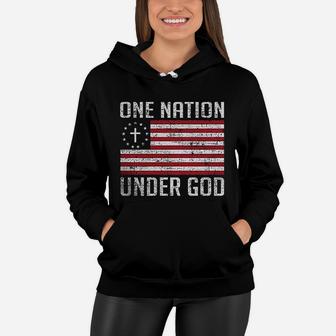 One Nation Under God USA American Flag Pride Women Hoodie - Seseable