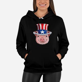 Pig Uncle Sam 4th Of July Kids Girls American Flag Women Hoodie - Thegiftio UK