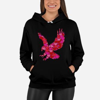 Pink Red Heart Valentines Day Girls Eagle Women Hoodie - Monsterry UK
