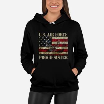 Proud Sister Us Air Force Vintage Usa Flag Retro Girls Women Hoodie | Crazezy CA