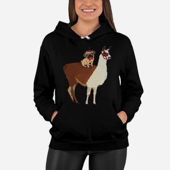 Pug Riding Llama Funny Pugdog Christmas Boys Girls Dog Lover Sweatshirt Women Hoodie | Crazezy CA