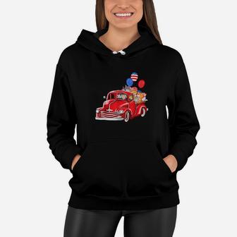 Red Truck With Cats 4Th Of July Balloon Costume Kid Women Hoodie - Monsterry DE