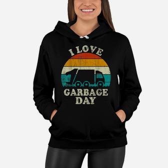 Retro Vintage Recycling Trash Kids I Love Garbage Day Truck Women Hoodie | Crazezy CA