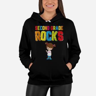 Second Grade Rocks Back To School Shirt Student Teacher Girl Women Hoodie | Crazezy DE