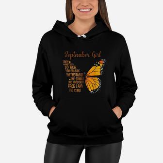 September Girl She Whispered Back I Am The Storm Butterfly Women Hoodie | Crazezy AU